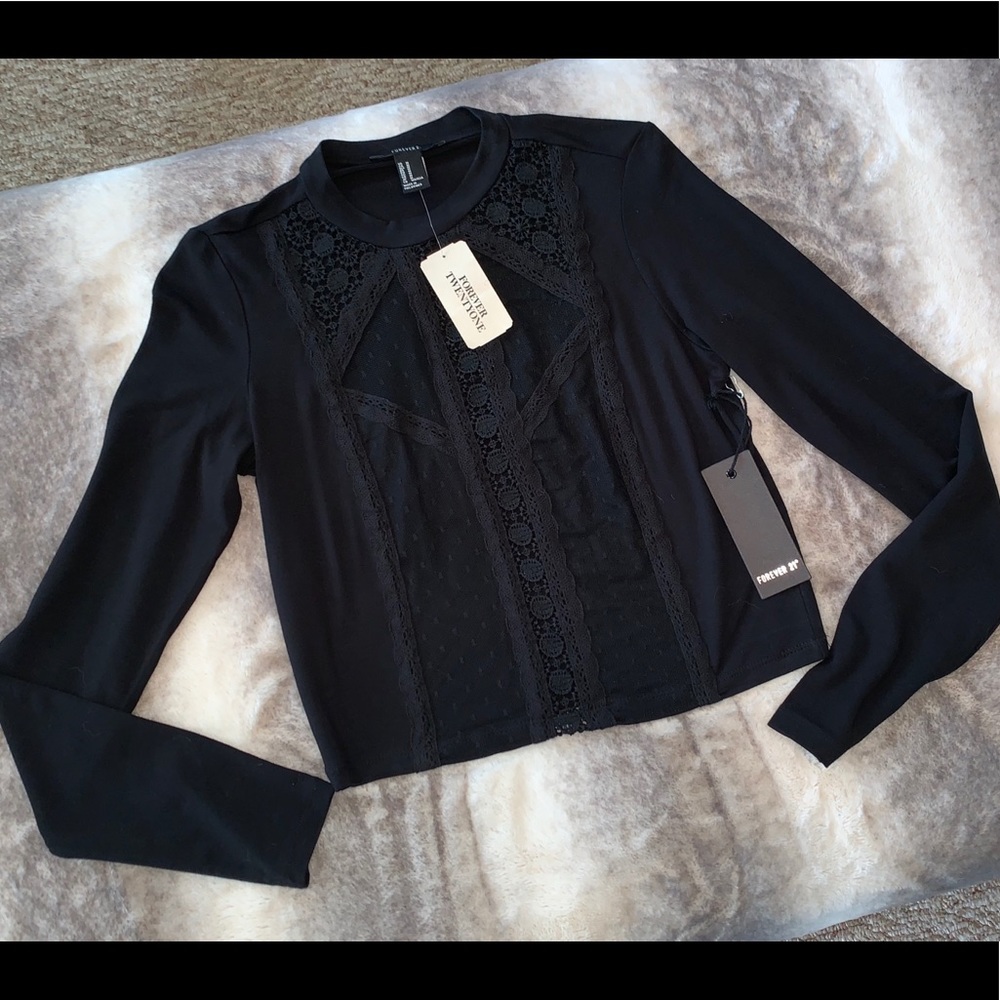 Forever 21 Black Lace Crop Top